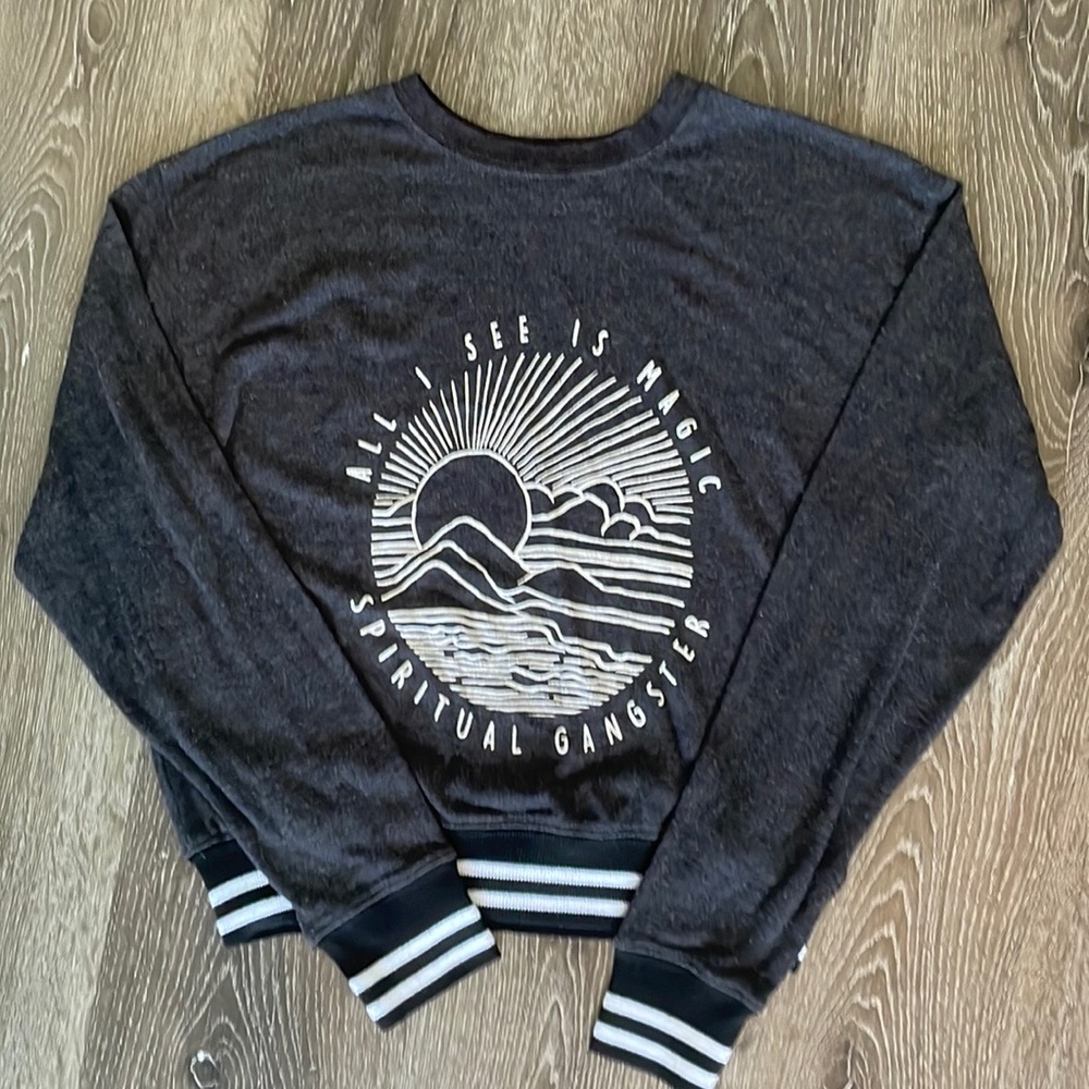 Spiritual Gangster “All I See Is Magic” Sweater- Small Dark gray